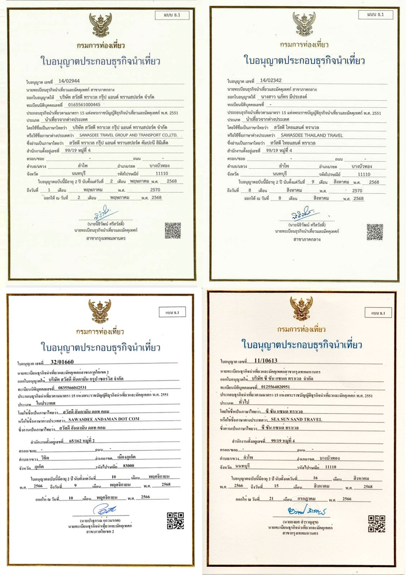 ใบอนุญาตธุรกิจนำเที่ยว